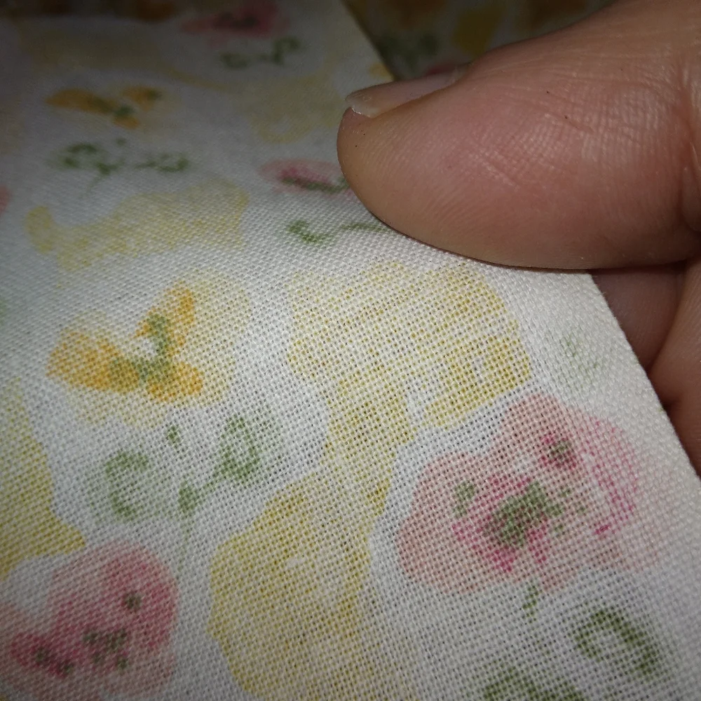 FABRIC Ikea of Sweden Pernilla Pansies pink & yellow abstract yellow background